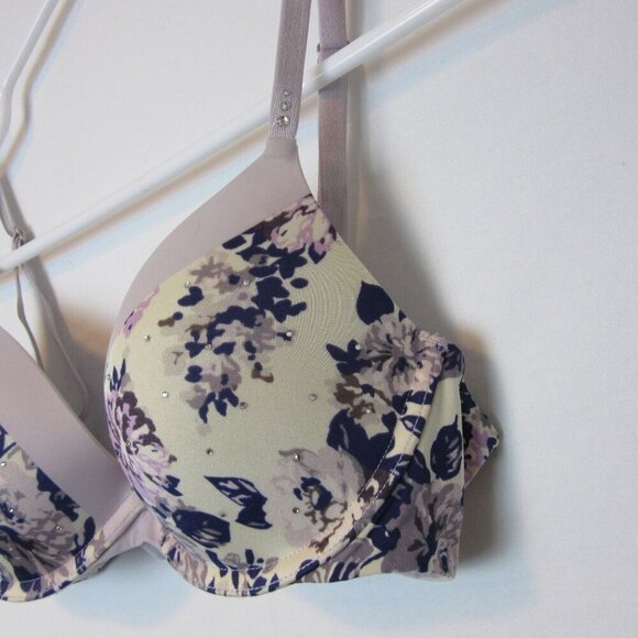Victoria Secret Biofit Demi Uplift Purple Floral Bra 32C - Picture 2 of 6